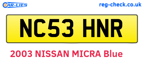 NC53HNR are the vehicle registration plates.