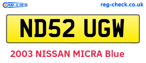ND52UGW are the vehicle registration plates.