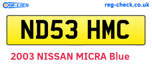ND53HMC are the vehicle registration plates.