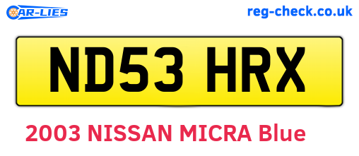 ND53HRX are the vehicle registration plates.