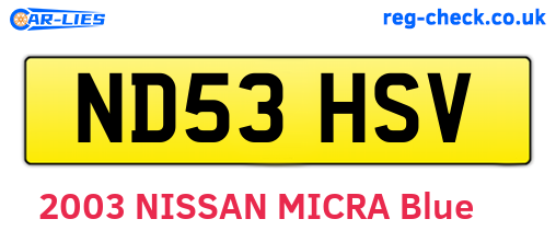 ND53HSV are the vehicle registration plates.