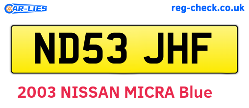 ND53JHF are the vehicle registration plates.