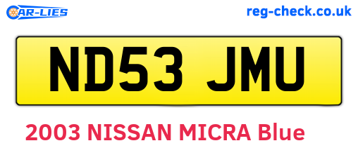ND53JMU are the vehicle registration plates.