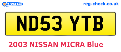 ND53YTB are the vehicle registration plates.