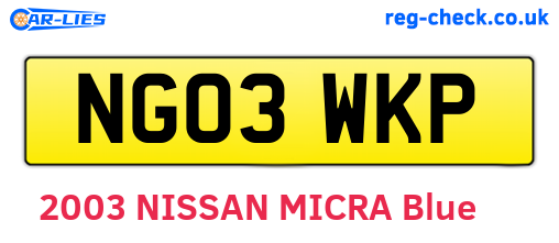 NG03WKP are the vehicle registration plates.