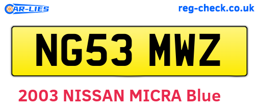 NG53MWZ are the vehicle registration plates.