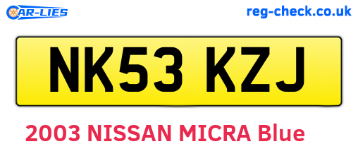 NK53KZJ are the vehicle registration plates.