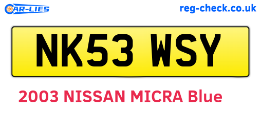 NK53WSY are the vehicle registration plates.