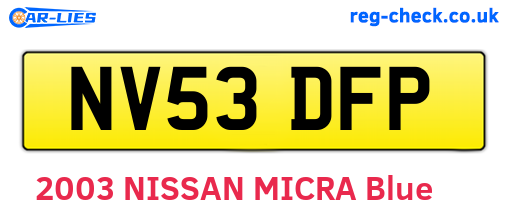 NV53DFP are the vehicle registration plates.