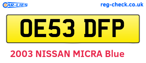 OE53DFP are the vehicle registration plates.