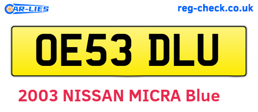 OE53DLU are the vehicle registration plates.