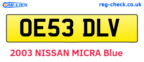 OE53DLV are the vehicle registration plates.