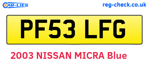 PF53LFG are the vehicle registration plates.
