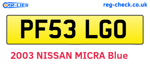 PF53LGO are the vehicle registration plates.
