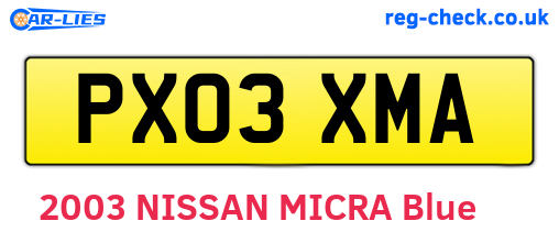 PX03XMA are the vehicle registration plates.