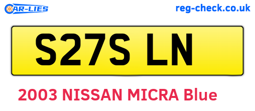 S27SLN are the vehicle registration plates.