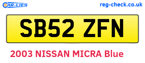 SB52ZFN are the vehicle registration plates.