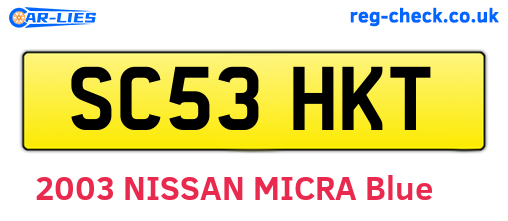 SC53HKT are the vehicle registration plates.