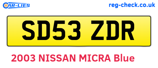 SD53ZDR are the vehicle registration plates.