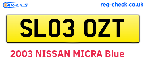 SL03OZT are the vehicle registration plates.