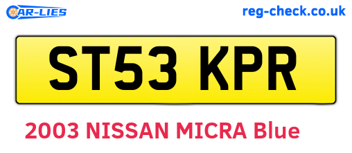 ST53KPR are the vehicle registration plates.
