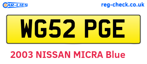 WG52PGE are the vehicle registration plates.