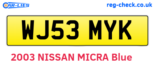 WJ53MYK are the vehicle registration plates.