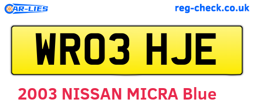 WR03HJE are the vehicle registration plates.
