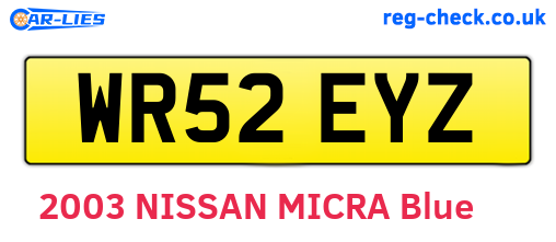 WR52EYZ are the vehicle registration plates.