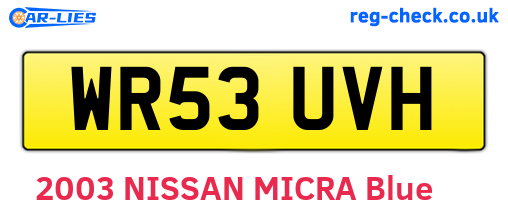 WR53UVH are the vehicle registration plates.