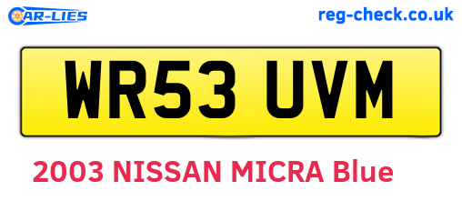 WR53UVM are the vehicle registration plates.