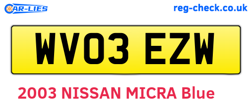 WV03EZW are the vehicle registration plates.