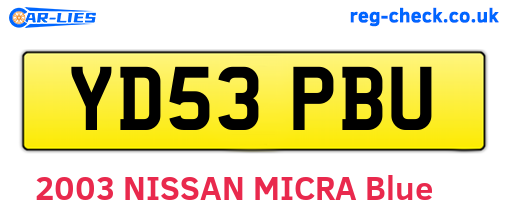 YD53PBU are the vehicle registration plates.