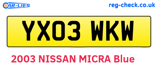 YX03WKW are the vehicle registration plates.