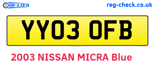 YY03OFB are the vehicle registration plates.