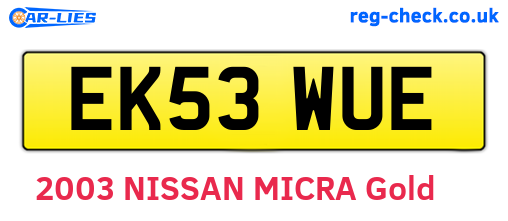 EK53WUE are the vehicle registration plates.