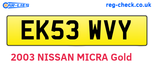 EK53WVY are the vehicle registration plates.