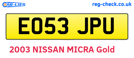 EO53JPU are the vehicle registration plates.