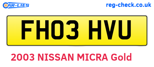FH03HVU are the vehicle registration plates.