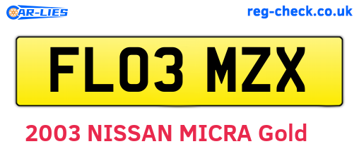 FL03MZX are the vehicle registration plates.