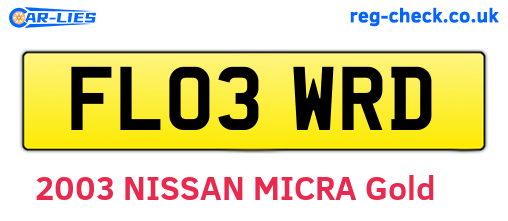 FL03WRD are the vehicle registration plates.