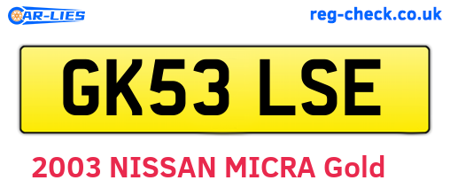 GK53LSE are the vehicle registration plates.