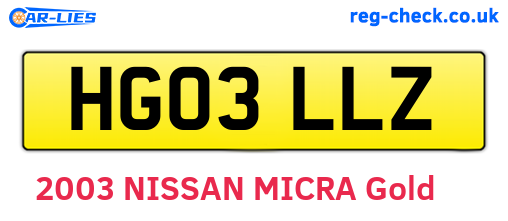HG03LLZ are the vehicle registration plates.