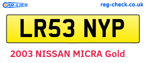LR53NYP are the vehicle registration plates.