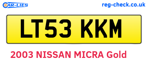 LT53KKM are the vehicle registration plates.