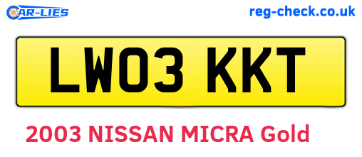 LW03KKT are the vehicle registration plates.