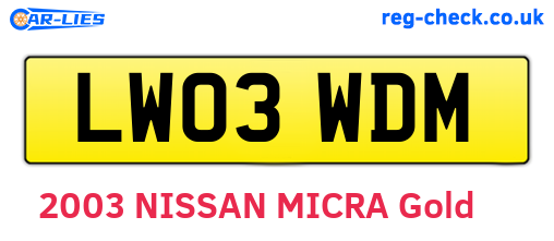 LW03WDM are the vehicle registration plates.
