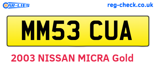 MM53CUA are the vehicle registration plates.