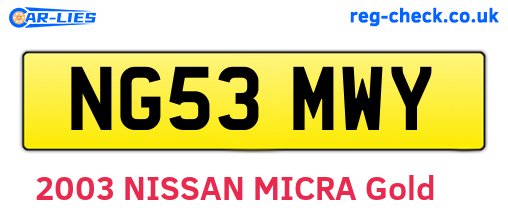 NG53MWY are the vehicle registration plates.