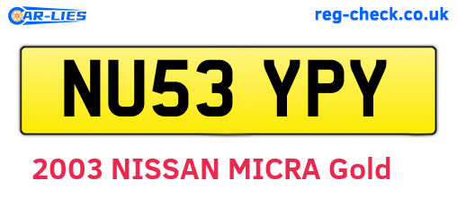 NU53YPY are the vehicle registration plates.